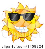 Poster, Art Print Of Yellow Summer Time Sun Character Mascot Wearing Shades
