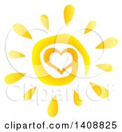 Clipart Of A Yellow Spiral Heart Summer Time Sun Royalty Free Vector Illustration