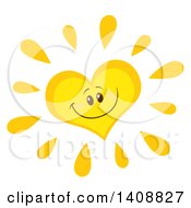 Poster, Art Print Of Yellow Heart Shaped Summer Time Sun Character Mascot