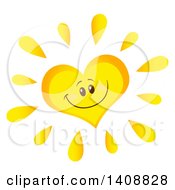 Poster, Art Print Of Yellow Heart Shaped Summer Time Sun Character Mascot
