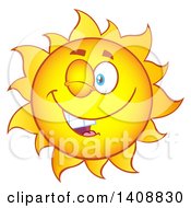 Poster, Art Print Of Yellow Summer Time Sun Character Mascot Winking