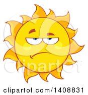 Clipart Of A Grumpy Yellow Summer Time Sun Character Mascot Royalty Free Vector Illustration