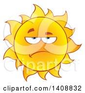 Poster, Art Print Of Grumpy Yellow Summer Time Sun Character Mascot