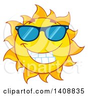 Poster, Art Print Of Yellow Summer Time Sun Character Mascot Wearing Shades