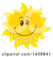 Clipart Of A Yellow Summer Time Sun Character Mascot Smiling Royalty Free Vector Illustration by Hit Toon
