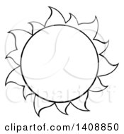 Poster, Art Print Of Black And White Lineart Summer Time Sun