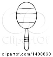 Clipart Of A Black And White Lineart Maraca Royalty Free Vector Illustration