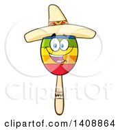 Poster, Art Print Of Mexican Maraca Character Wearing A Sombrero
