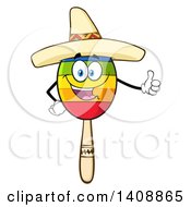 Poster, Art Print Of Mexican Maraca Character Wearing A Sombrero And Giving A Thumb Up
