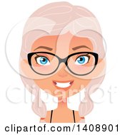 Clipart Of A Pastel Pink Haired Geek Caucasian Woman Wearing Glasses Royalty Free Vector Illustration by Melisende Vector
