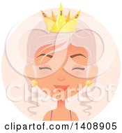 Clipart Of A Pastel Pink Haired Caucasian Woman Wearing A Crown Over A Purple Circle Royalty Free Vector Illustration by Melisende Vector