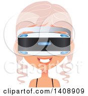 Poster, Art Print Of Pastel Pink Haired Caucasian Woman Wearing Virtual Reality Goggles