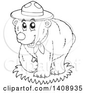 Poster, Art Print Of Black And White Lineart Scout Bear