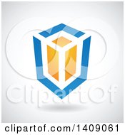 Clipart Of A Blue Rectangular Cube Design Royalty Free Vector Illustration