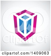 Clipart Of A Purple And Blue Rectangular Cube Design Royalty Free Vector Illustration