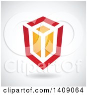 Clipart Of A Red And Orange Rectangular Cube Design Royalty Free Vector Illustration