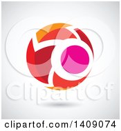 Clipart Of A Red Orange And Pink Rounded Arrow Design Royalty Free Vector Illustration