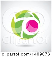 Clipart Of A Pink And Green Rounded Arrow Design Royalty Free Vector Illustration