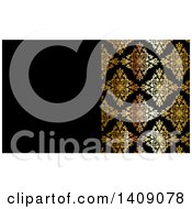 Poster, Art Print Of Shiny Gold And Black Damask Floral Pattern Business Card Or Background Design