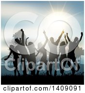 Poster, Art Print Of Group Of Silhouetted Dancers Having Fun Outside
