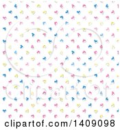 Poster, Art Print Of Background Of Retro Pink Blue And Yellow Hearts
