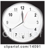 Simple Black And White Wall Clock Showing 20 Minutes Until Noon Or Midnight Clipart Illustration