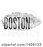 Clipart Of A Grayscale Boston Word Collage On White Royalty Free Illustration