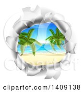 Poster, Art Print Of Hole In A 3d Wall Revealing A Tropical Beach
