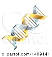 Clipart Of A 3d Gold And Silver Dna Double Helix Royalty Free Vector Illustration by AtStockIllustration