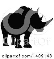 Poster, Art Print Of Black Silhouetted Rhinoceros