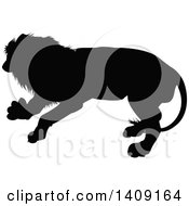 Poster, Art Print Of Black Silhouetted Male Lion