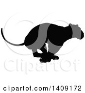 Black Silhouetted Lioness Running
