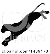 Black Silhouetted Lioness Pouncing