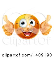 Poster, Art Print Of Cartoon Happy Basketball Character Giving Two Thumbs Up