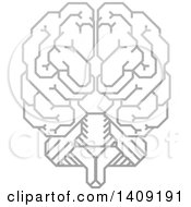 Grayscale Gradient Human Brain With Electrical Circuits