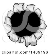 Clipart Of A Cartoon Torn Hole In A Metal Surface Royalty Free Vector Illustration by AtStockIllustration