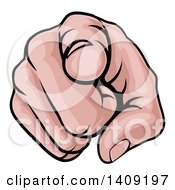 Clipart Of A Cartoon Caucasian Hand Pointing Outwards Royalty Free Vector Illustration