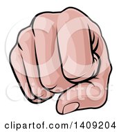 Cartoon Caucasian Fist Punching