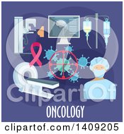 Poster, Art Print Of Flag Design Oncology Graphic With Icons And Text On Purple