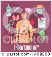 Clipart Of A Flat Endocrinology Design With Text On Pink Royalty Free Vector Illustration