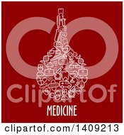 Poster, Art Print Of Rectal Bulb Syringe Enema Made Of White Icons With Text On Red