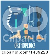 Poster, Art Print Of Flag Design Orthopedics Graphic With Icons And Text On Blue