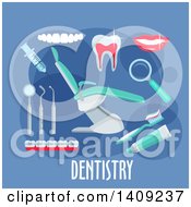 Flag Design Dentistry Graphic With Icons And Text On Blue