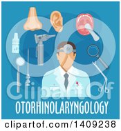 Clipart Of A Flag Design Otolaryngology Graphic With Icons And Text On Blue Royalty Free Vector Illustration