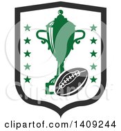Clipart Of A Green And Dark Gray American Football Design Royalty Free Vector Illustration