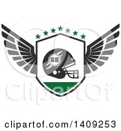 Green And Dark Gray American Football Helmet Design