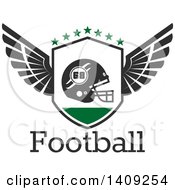 Clipart Of A Green And Dark Gray American Football Helmet Design Royalty Free Vector Illustration
