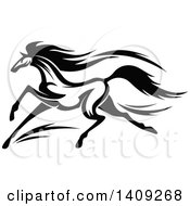 Clipart Of A Black And White Horse Royalty Free Vector Illustration