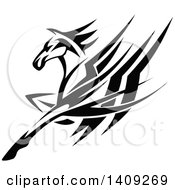 Clipart Of A Black And White Tribal Horse Royalty Free Vector Illustration