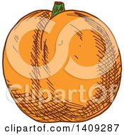 Clipart Of A Sketched Apricot Royalty Free Vector Illustration by Vector Tradition SM